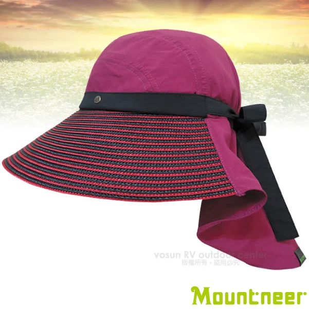 【Mountneer】新款 中性 透氣抗UV草編帽.遮陽帽.防曬休閒帽/後遮陽布.彈性鬆緊.帽繩可拆/11H06 紫羅蘭✿30E010